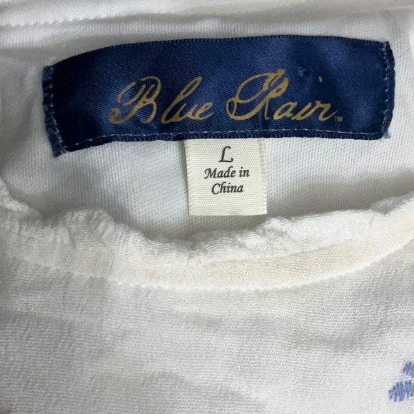 BLUE RAIN Bohemian floral embroidered loose blouse top sleeveless L white - Picture 2 of 3